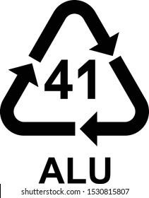 Aluminium recycling symbol ALU 41 . Vector