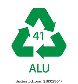 Aluminium recycling symbol ALU 41. Vector Illustration