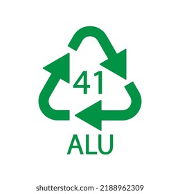 Aluminium recycling symbol ALU 41. Vector Illustration