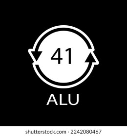 Aluminium recycling symbol ALU 41. Vector Illustration