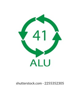 Aluminium recycling symbol ALU 41. Vector Illustration