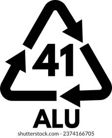 Aluminium recycling symbol ALU 41 isolated on white background . Vector