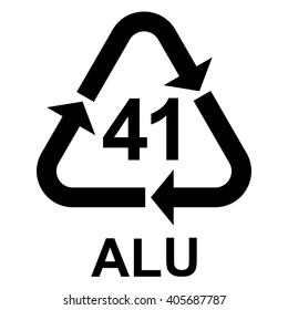 Aluminium recycling symbol ALU 41 , metals recycling code ALU 41 , vector illustration