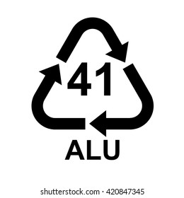 Aluminium recycling symbol ALU 41 . Vector illustration 