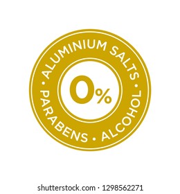 Aluminium salts, parabens and alcohol free icon. Label for deodorants and others personal care products.