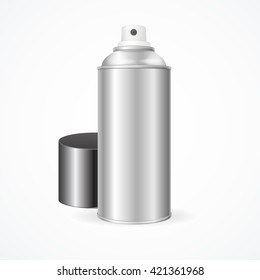 Aluminium Spray Can with Cap Template Blank.  Vector illustration