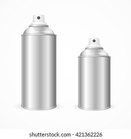 Aluminium Spray Can Template Blank. Front View. Vector illustration
