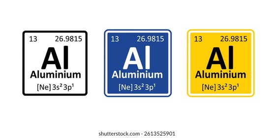 Aluminium, symbol Al, atomic number 13. Is a chemical element. Name Aluminum is derived from the Latin word alumen, which means alum. Periodic Table. Atomic mass and weight, Electronic configuration.