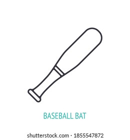 Aluminum baseball bat outline icon. Vector illustration. Sports equipment. Inventory for athletic game. Training symbol. Thin line pictogram for user interface. Isolated white background