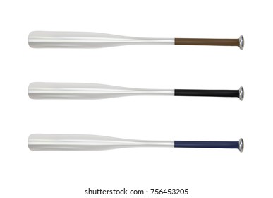 Bate de béisbol de aluminio en la vista lateral del Vector. Bate de béisbol para jugar Ilustración vectorial de béisbol.