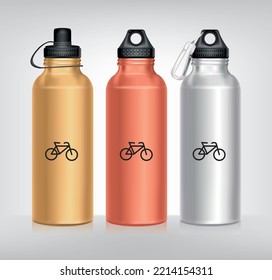 Aluminum bottle water isolated white background.bicycle water bottle design