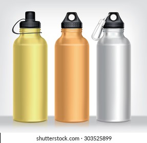 Aluminum bottle water isolated white background