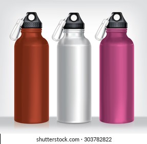 Aluminum bottle water isolated white background