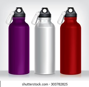 Aluminum bottle water isolated white background