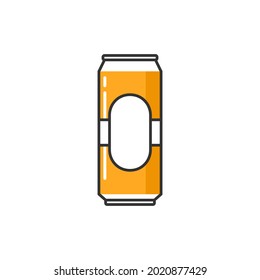 lata de aluminio de cerveza aislada en fondo blanco. Ilustración vectorial plana.