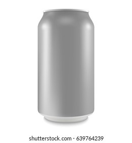 Aluminum can of the empty layout for your design. Bank of carbonated water. Tasty drink, can lemonade or beer. Vector Illustration