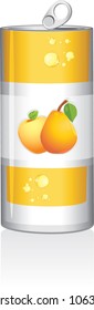 Aluminum can with fruit juice isolated on the white. Vector