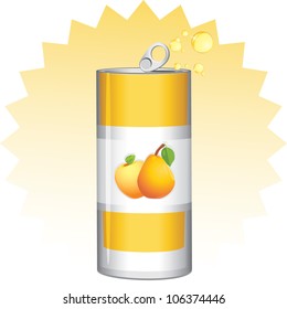 Aluminum Can With Fruit Juice. Vector