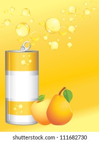 Aluminum can with fruit lemonade. Vector