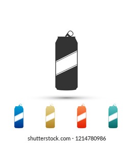 Aluminum can icon isolated on white background. Set elements in colored icons. Flat design. Vector Illustration