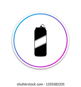 Aluminum can icon isolated on white background. Circle white button. Vector Illustration