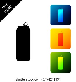 Aluminum can icon isolated. Set icons colorful square buttons. Vector Illustration