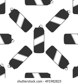 Aluminum can icon seamless pattern on white background. Vector Illustration