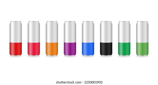 Aluminum Can. Metal Beverage Drink Can. Empty Metal Can for Soda, Beer or Energy Drink. Vector Illustration Isolated on White Background
