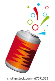 Aluminum can with a refreshing drink. Vector illustration