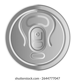 A parte superior da lata de alumínio com o mecanismo de abertura de puxão do anel destaca o design prático de recipientes de bebidas, enfatizando a funcionalidade e a facilidade de uso para bebidas refrescantes