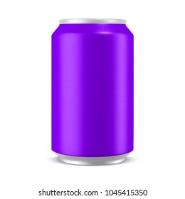Aluminum can ultra violet color mockup, realistic vector illustration isolated on white background, blank template for design