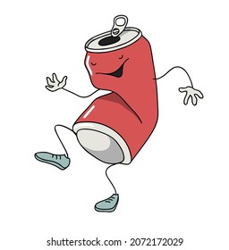 Aluminum can - vector hand drawn illustration - a sticker for recycle bin