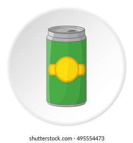 Aluminum cans for beer icon in cartoon style isolated on white circle background. Alcoholic beverage symbol vector illustration 