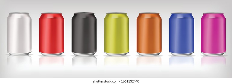 Aluminum Cans in colored with fresh water drops