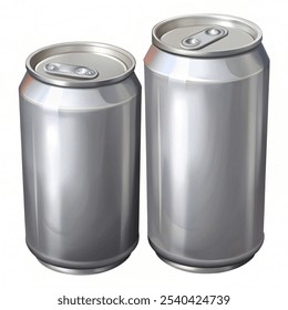 Aluminum Cans Empty 400 and 330 ml. Vector illustration isolated  on white background. 