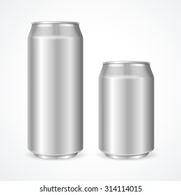 Aluminum Cans Empty 500 and 330 ml. Vector illustration