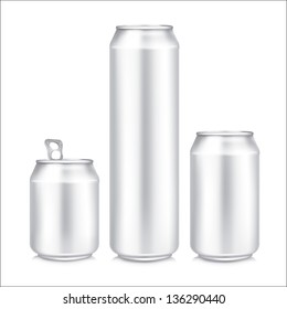 Aluminum cans on white background