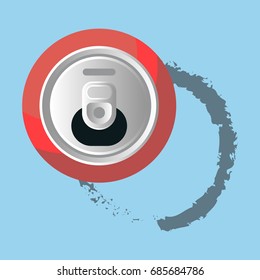 Aluminum cans. Top view. Flat vector illustration. 