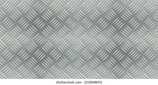 Aluminum checkerplate industry realistic seamless pattern. Iron grate texture. Metal pressed industrial floor or wall. Stainless non slip heavy plate. Vector abstract illustration. svg