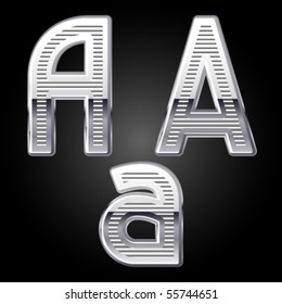 Aluminum or chrome engraved characters. a