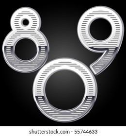 Aluminum or chrome engraved characters. 8 9 0