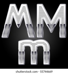 Aluminum or chrome engraved characters. m
