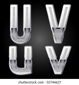 Aluminum or chrome engraved characters. u