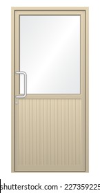 Aluminum door with glass, Aluminum alloy material light weight and higher strength for home and building decoration engineering material, Chrome door handle, Vector illustration design on white.