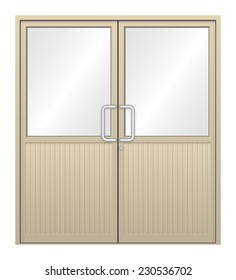 Aluminum door with glass, Aluminum alloy material light weight and higher strength for home and building decoration engineering material, Chrome door handle, Vector illustration design on white.