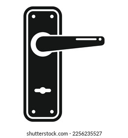 Aluminum door handle icon simple vector. Lock key. Hotel steel