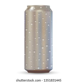 Aluminum drink can with fresh water drops