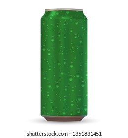 Aluminum drink can with fresh water drops