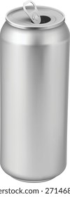 Aluminum drink can with open ring pull on lid. Realistic blank metallic tin can drink beer, soda, water, juice packaging. Metal bottle mock up. Vector template of canned jar of soft drinks package