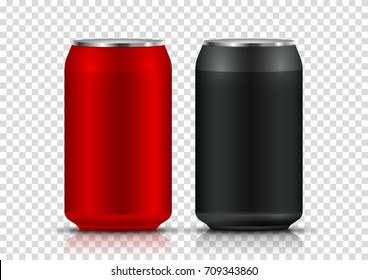 Aluminum drink can template blank packaging. Wet water or beer soda. Cola drink or juice isolated container.